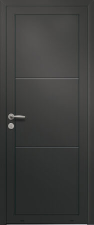 Panneau de porte d’entrée en aluminium laqué EQUERRE coloris RAL 2100 noir finitions sablé