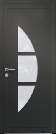 Panneau de porte d’entrée vitré en aluminium laqué GARANCE 3 coloris RAL 2100 noir finitions sablé