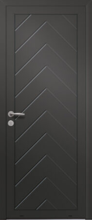 Panneau de porte d’entrée en aluminium laqué GREGE coloris RAL 2100 noir finitions sablé