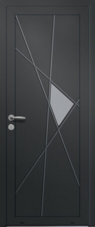 Panneau de porte d’entrée en aluminium laqué HIBISCUS coloris RAL 2100 noir finitions sablé pièce décorative en aluminium