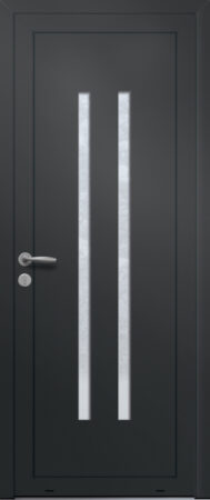 Panneau de porte d’entrée vitré en aluminium laqué MARGARITA 2 coloris RAL 2100 noir finitions sablé