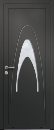 Panneau de porte d’entrée vitré en aluminium laqué MARINE 1 coloris RAL 2100 noir finitions sablé