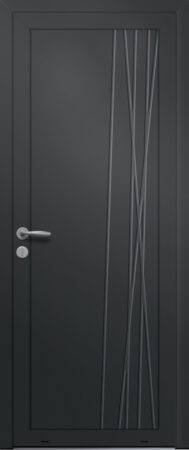 Panneau de porte d’entrée en aluminium laqué PARME coloris RAL 2100 noir finitions sablé