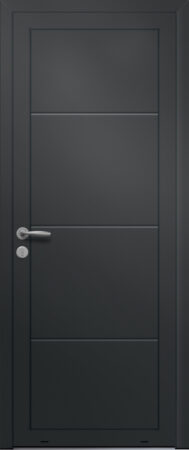 Panneau de porte d’entrée en aluminium plaxé DIRECTRICE coloris film gris quartz RAL 7039