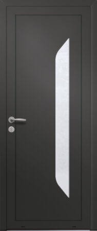 Panneau de porte d’entrée vitré en aluminium plaxé TOBAGO 1 coloris film gris quartz RAL 7039