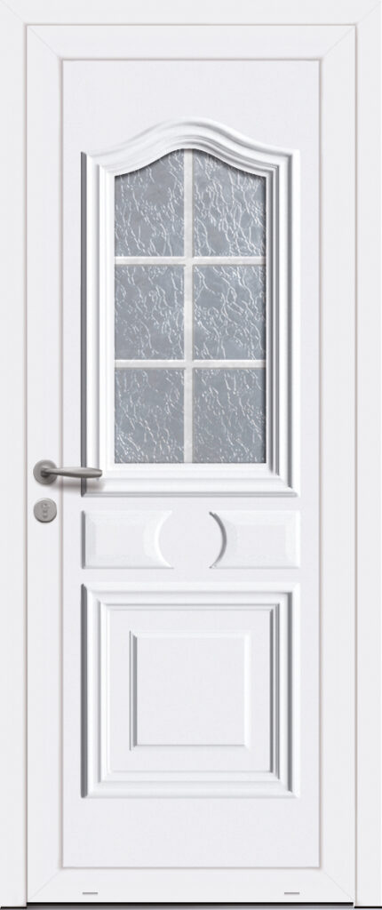Panneau de porte d’entrée PVC vitré ADIGE 1L blanc