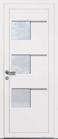 Panneau de porte d’entrée PVC vitré COCTEAU 3 blanc et pièces décoratives en aluminium