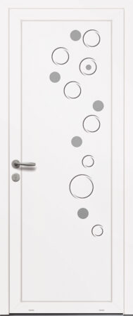 Panneau de porte d’entrée PVC GAURA blanc et pièces décoratives aluminium