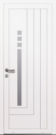 Panneau de porte d’entrée PVC MALLARME blanc et pièces décoratives en aluminium