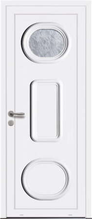 Panneau de porte d’entrée PVC vitré NEPTUNE 1 blanc moulures thermoformées