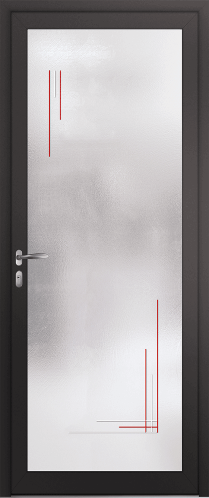 Porte d’entrée grand vitrage moderne AUDE en aluminium poignée NEW YORK coloris RAL 7016 noir Finitions mat gamme PASSAGE