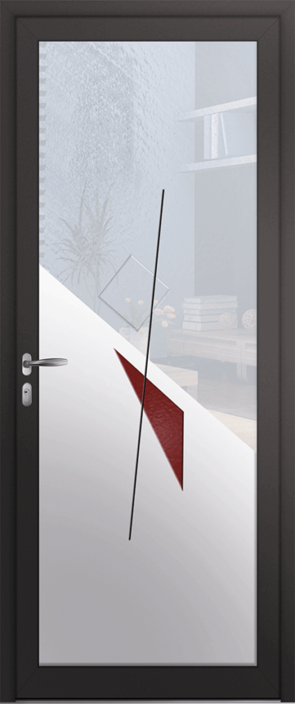 Porte d’entrée grand vitrage moderne ELBE en aluminium poignée NEW YORK coloris RAL 7016 noir Finitions mat gamme PASSAGE