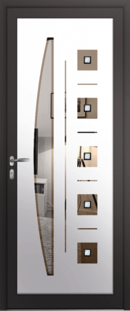 Porte d’entrée grand vitrage moderne ELORN en aluminium poignée NEW YORK coloris RAL 7016 noir Finitions mat gamme PASSAGE