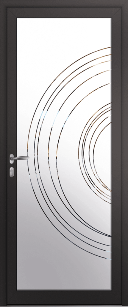 Porte d’entrée grand vitrage moderne RIMAC en aluminium poignée NEW YORK coloris RAL 7016 noir Finitions mat gamme PASSAGE