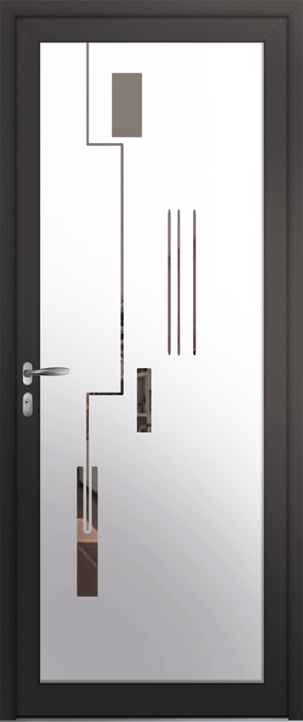 Porte d’entrée grand vitrage moderne TIBRE en aluminium poignée NEW YORK coloris RAL 7016 noir Finitions mat gamme PASSAGE