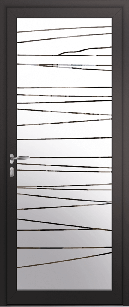 Porte d’entrée grand vitrage moderne WESER en aluminium poignée NEW YORK coloris RAL 7016 noir Finitions mat gamme PASSAGE