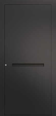 Porte d’entrée moderne FANTASME ASP1 en aluminium poignée intégrée coloris RAL 7021 gris noir finitions mat gamme CARPE DIEM