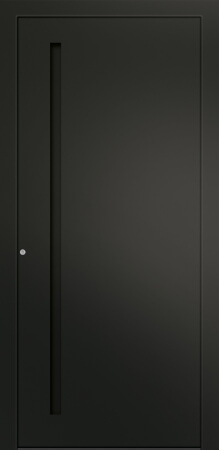 Porte d’entrée moderne MIRAGE ASP1 en aluminium poignée intégrée coloris RAL 7012 gamme CARPE DIEM