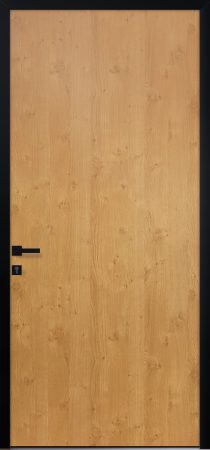 Porte d’entrée moderne CEDAR en aluminium plaxé bois poignée DALLAS coloris RAL noir Finitions mat gamme PASSAGE