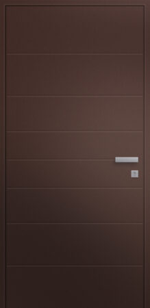 Porte d'entrée haut de gamme en aluminium IMAGE ASP1 face intérieure poignée prestige RAL mars 2525