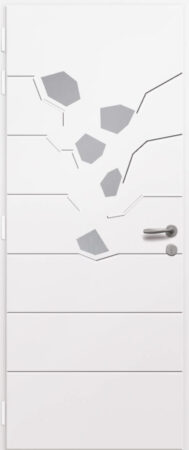 Porte d'entrée en aluminium DIGITALE intérieur laqué blanc poignée New York