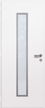 Porte d'entrée vitrée en aluminium PASTO 1 intérieur laqué blanc poignée New York