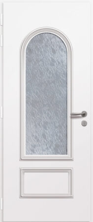 Porte d'entrée vitrée en aluminium POLARIS 1L intérieur laqué blanc poignée New York