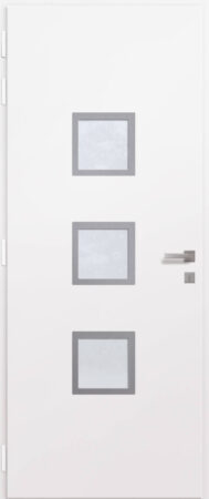 Porte d'entrée vitrée en aluminium SANTA CRUZ 3 intérieur laqué blanc poignée DALLAS
