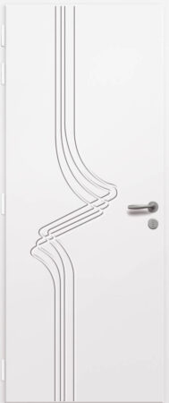 Porte d'entrée en aluminium VERMEIL intérieur laqué blanc poignée New York