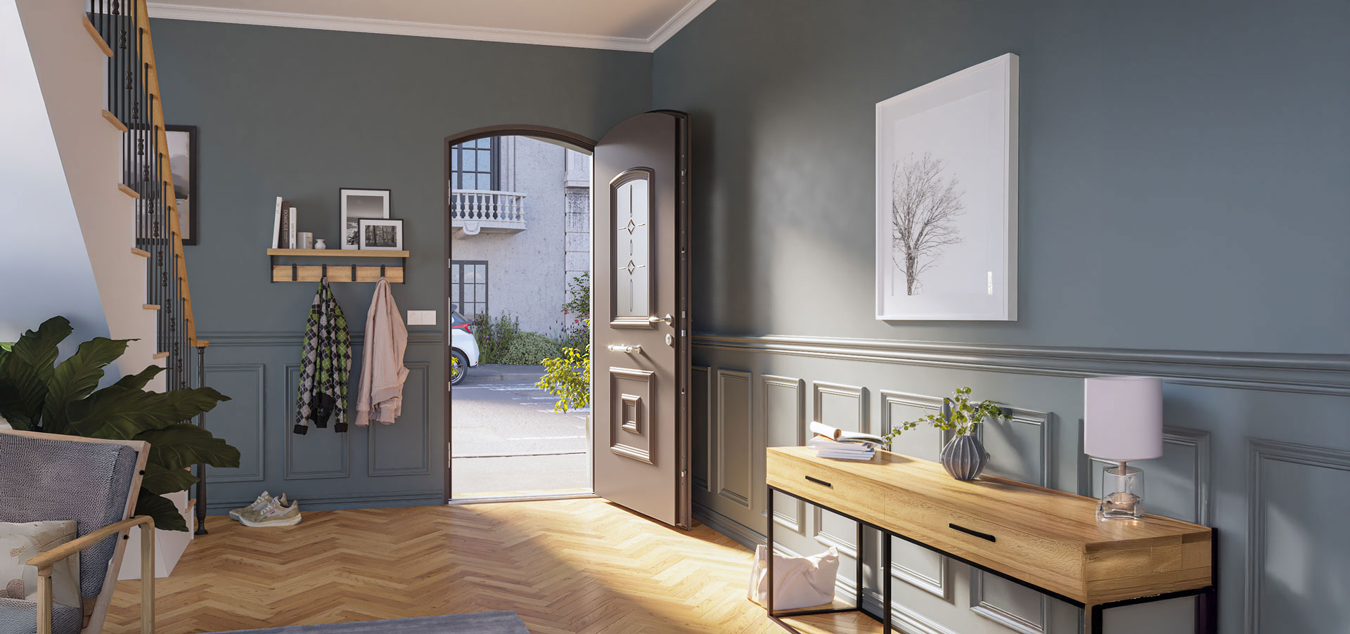 Cintrel, la porte d’entrée monobloc cintrée en aluminium