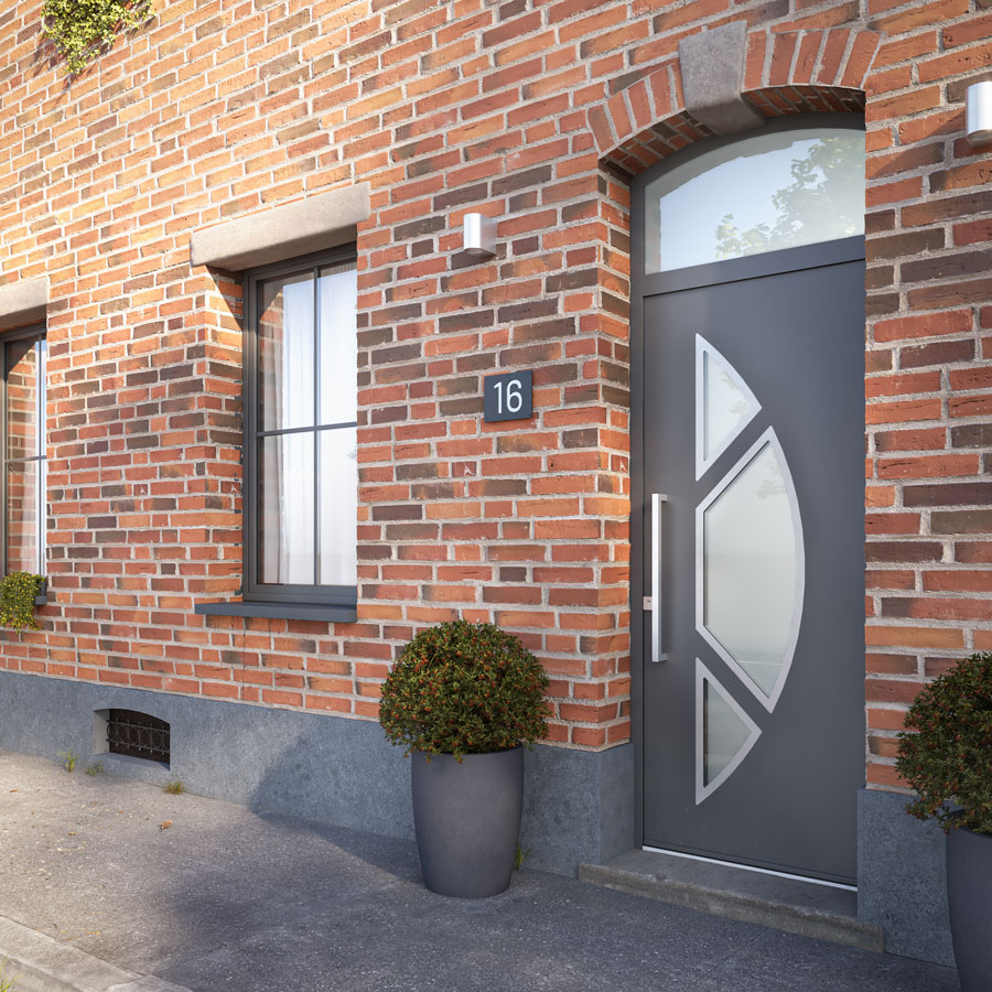 Porte cintrée – moderne – vitrée